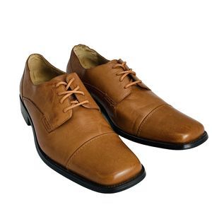 Zengara Camel Tan Leather Derby Dress Shoes Men’s Size 10M